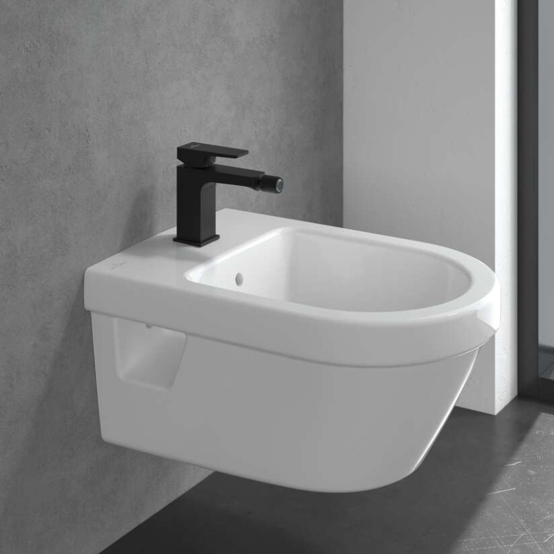 Villeroy&Boch Architectura Square bateria bidetowa z korkiem automatycznym czarny matowy TVB125001000K5