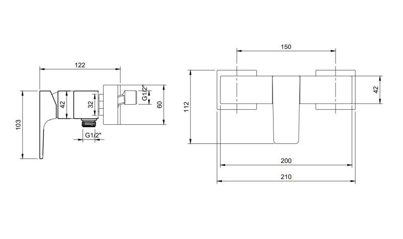 Villeroy&Boch Architectura Square bateria prysznicowa ścienna czarny matowy TVS125001000K5