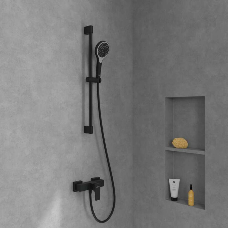 Villeroy&Boch Architectura Square bateria prysznicowa ścienna czarny matowy TVS125001000K5