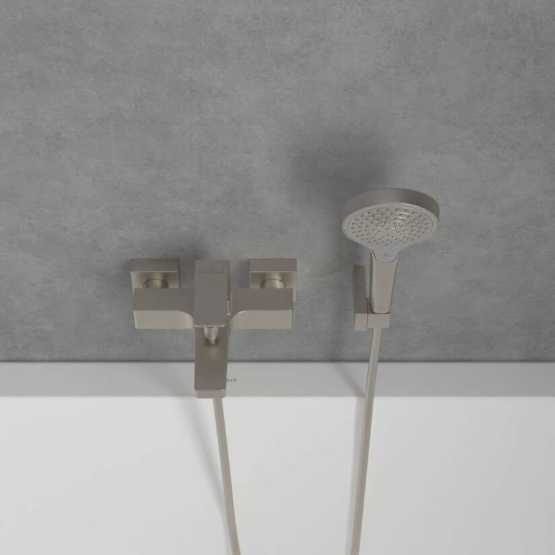 Villeroy&Boch Architectura Square bateria wannowa ścienna nikiel szczotkowany TVT12500100064