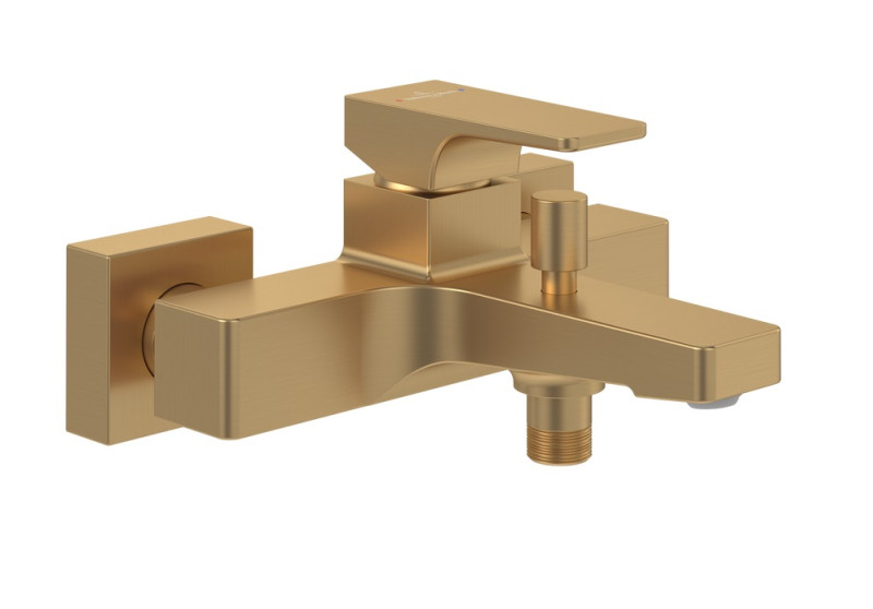 Villeroy&Boch Architectura Square bateria wannowa ścienna złoty szczotkowany TVT12500100076