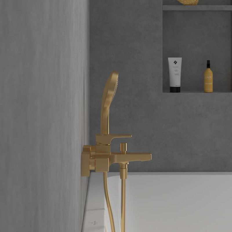 Villeroy&Boch Architectura Square bateria wannowa ścienna złoty szczotkowany TVT12500100076