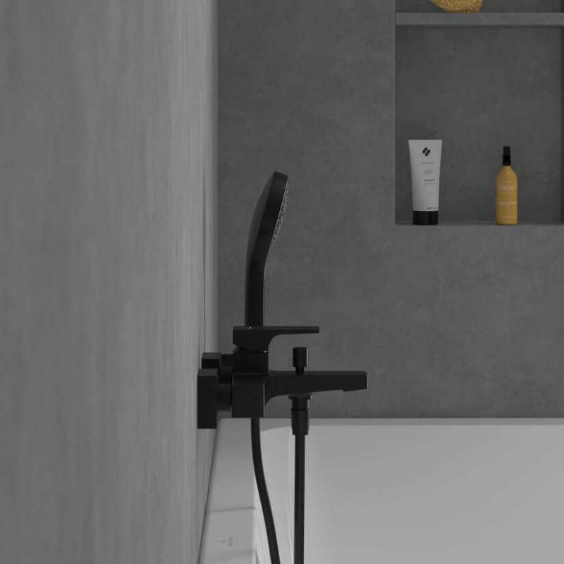 Villeroy&Boch Architectura Square bateria wannowa ścienna czarny matowy TVT125001000K5