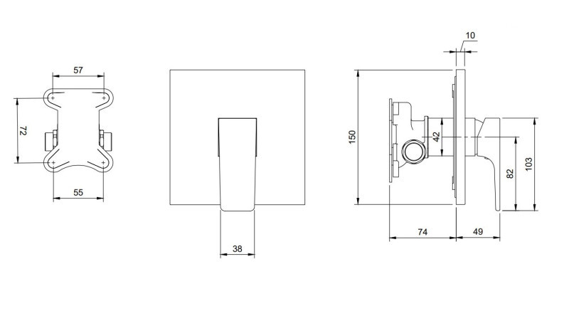 Villeroy&Boch Architectura Square bateria prysznicowa podtynkowa nikiel szczotkowany TVS12500200064