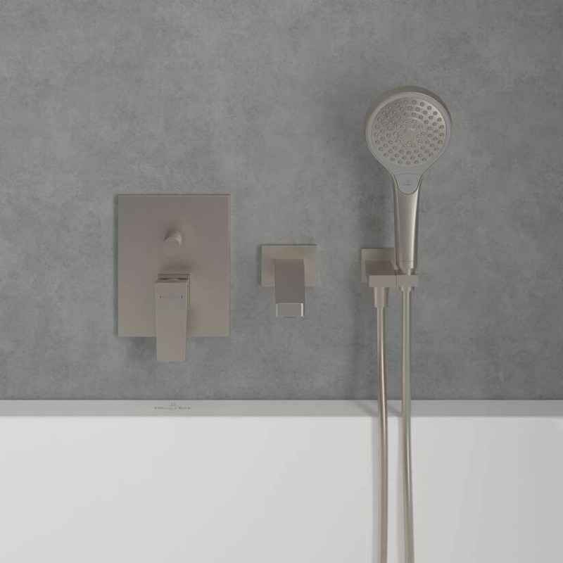 Villeroy&Boch Architectura Square bateria wannowo-prysznicowa podtynkowa nikiel szczotkowany TVS12500300064