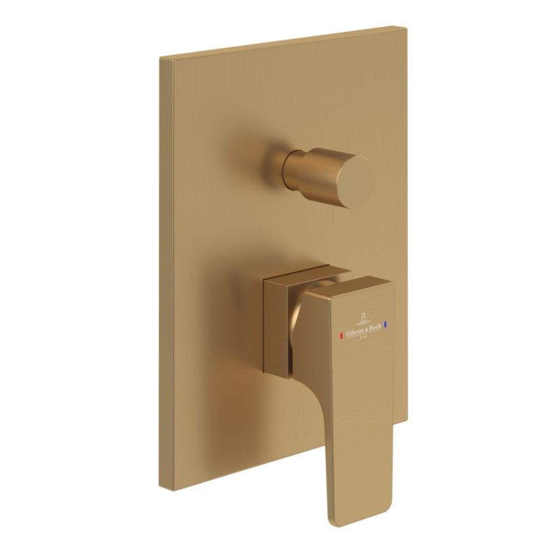 Villeroy&Boch Architectura Square bateria wannowo-prysznicowa podtynkowa złoty szczotkowany TVS12500300076