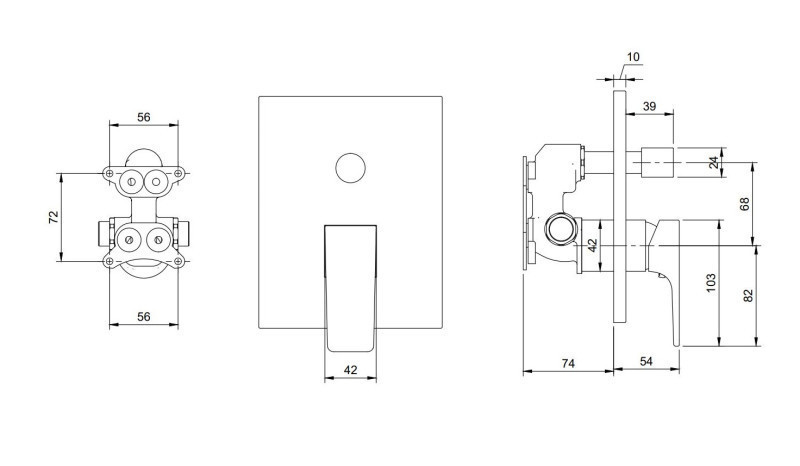 Villeroy&Boch Architectura Square bateria wannowo-prysznicowa podtynkowa czarny matowy TVS125003000K5