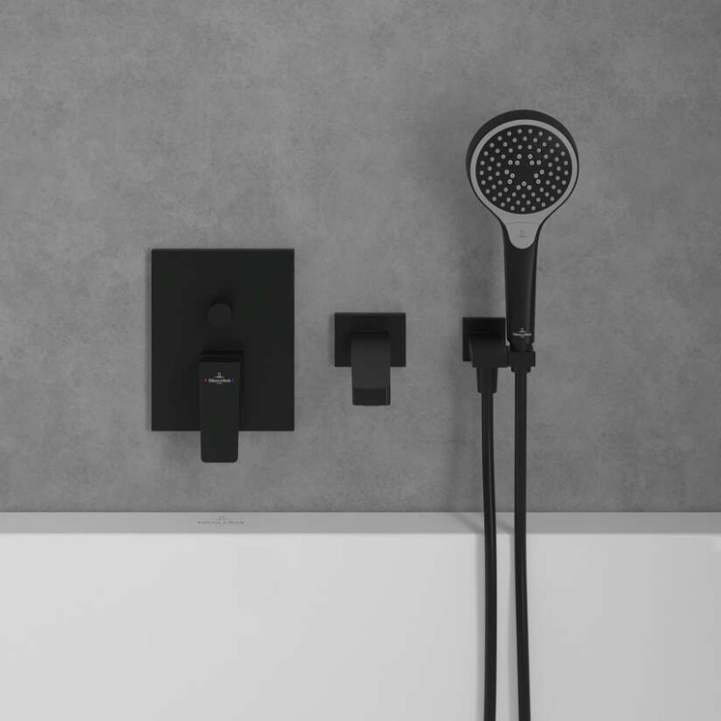 Villeroy&Boch Architectura Square bateria wannowo-prysznicowa podtynkowa czarny matowy TVS125003000K5