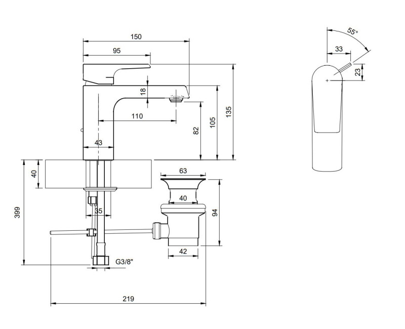 Villeroy&Boch Liberty bateria umywalkowa z korkiem automatycznym chrom połysk TVW10700100061