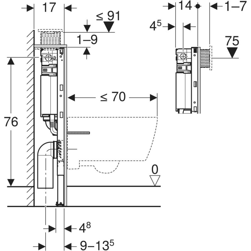 Geberit Omega H82 stelaż do WC 82 cm 111.003.00.2
