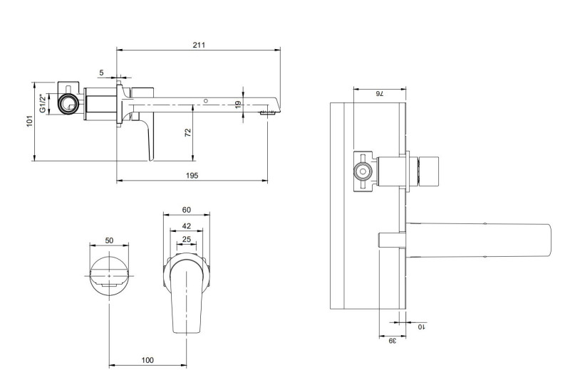 Villeroy&Boch Liberty bateria umywalkowa podtynkowa 195 mm chrom połysk TVW10700800061