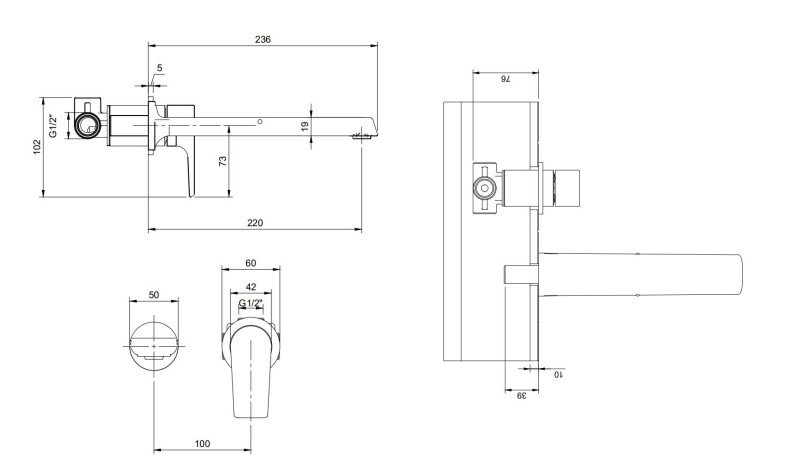 Villeroy&Boch Liberty bateria umywalkowa podtynkowa 220 mm chrom połysk TVW10700800161