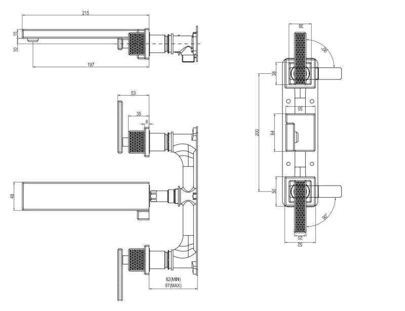 Villeroy&Boch Mettlach bateria umywalkowa podtynkowa trzyotworowa chrom połysk TVW12600400061