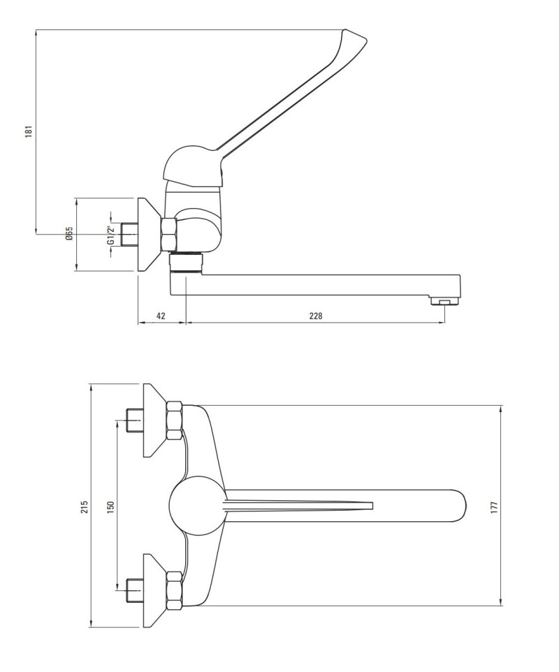 Deante Joko bateria kuchenna ścienna z uchwytem Clinic chrom połysk BOJ_080C