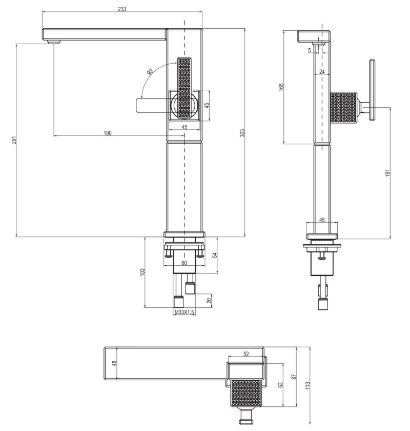 Villeroy&Boch Mettlach bateria umywalkowa wysoka chrom połysk TVW12600300061