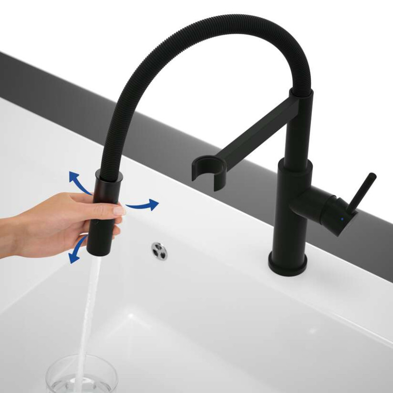 Villeroy&Boch Steel Expert 2.0 bateria kuchenna z elastyczną wylewką czarny mat 92800006