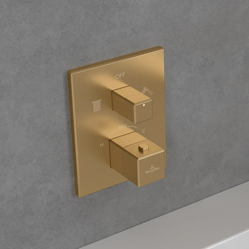 Villeroy&Boch Mettlach termostatyczna bateria wannowo-prysznicowa złoty szczotkowany TVS12600300076