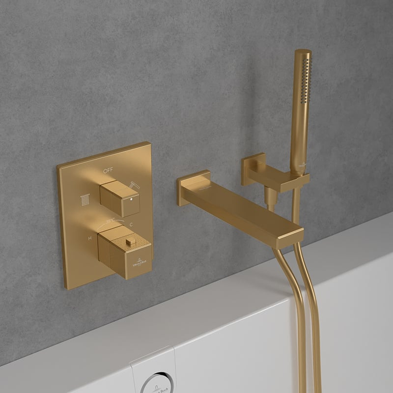 Villeroy&Boch Mettlach termostatyczna bateria wannowo-prysznicowa złoty szczotkowany TVS12600300076