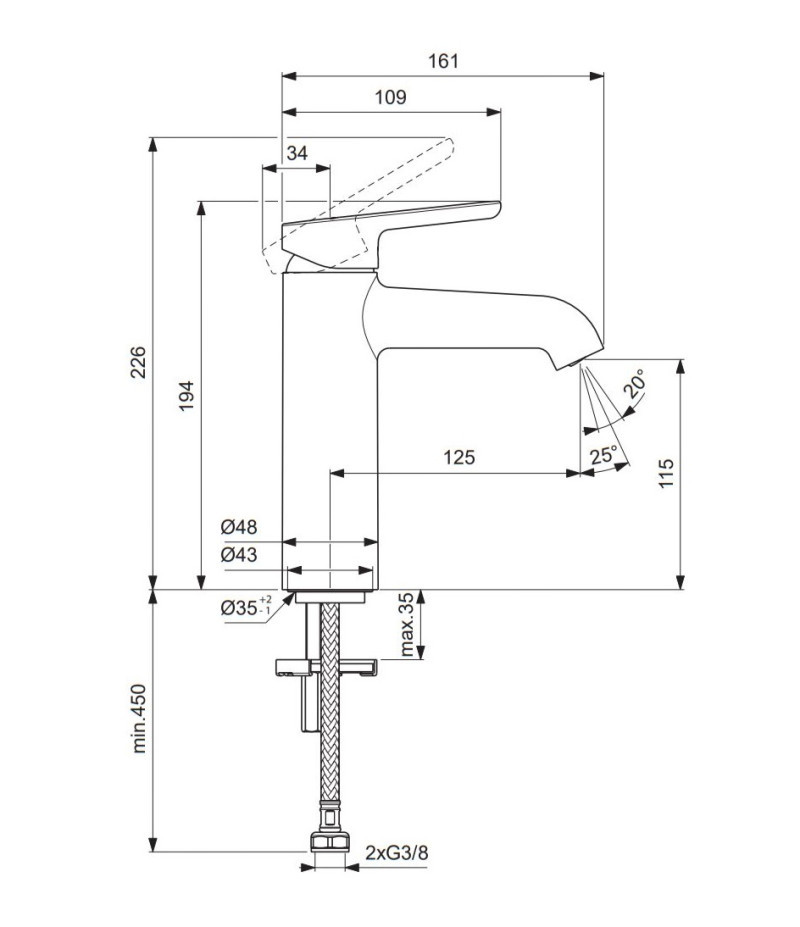 Villeroy&Boch Skyla bateria umywalkowa bez korka czarny mat TVW116004000K5