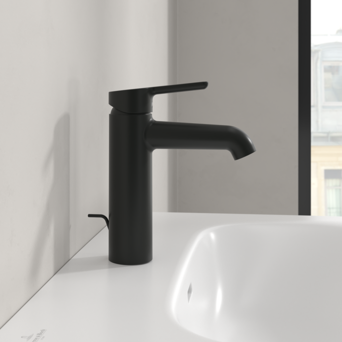 Villeroy&Boch Skyla bateria umywalkowa z korkiem automatycznym czarny mat TVW116005000K5