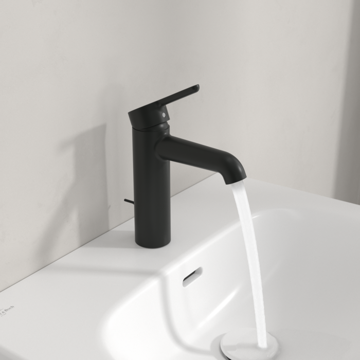 Villeroy&Boch Skyla bateria umywalkowa z korkiem automatycznym czarny mat TVW116005000K5