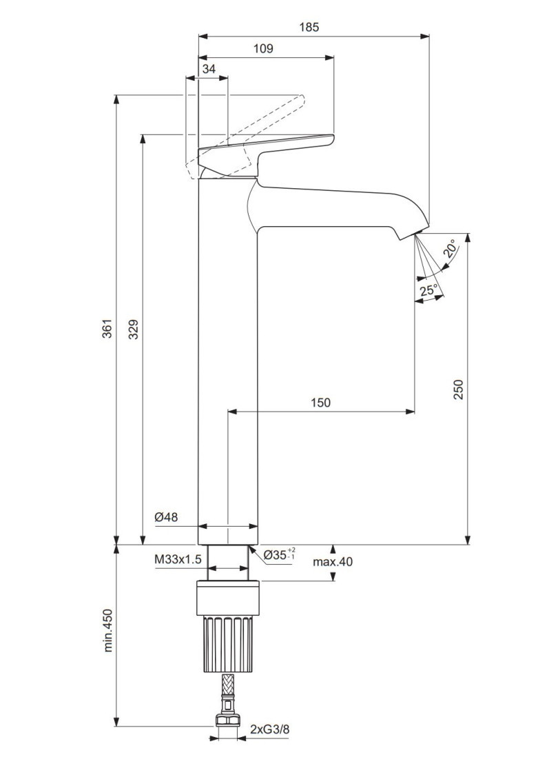 Villeroy&Boch Skyla bateria umywalkowa wysoka bez korka czarny mat TVW116003000K5