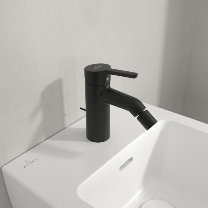 Villeroy&Boch Skyla bateria bidetowa z korkiem automatycznym czarny mat TVB116001000K5