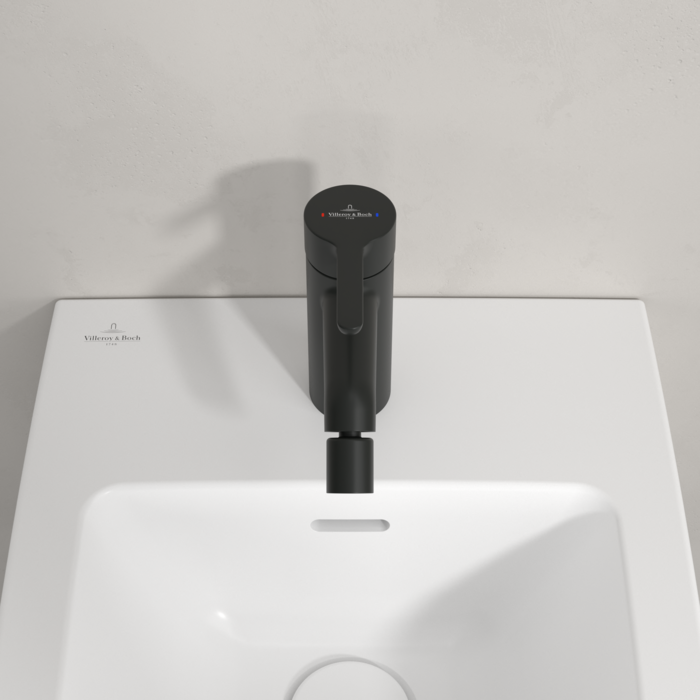 Villeroy&Boch Skyla bateria bidetowa z korkiem automatycznym czarny mat TVB116001000K5