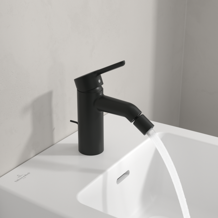 Villeroy&Boch Skyla bateria bidetowa z korkiem automatycznym czarny mat TVB116001000K5