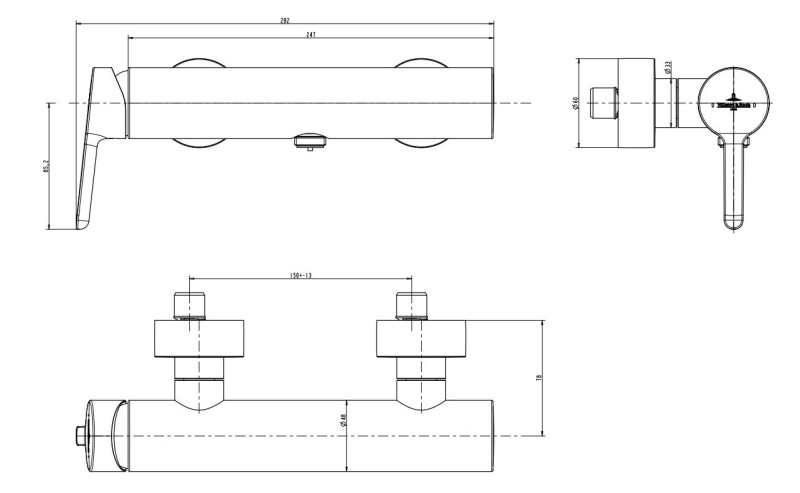 Villeroy&Boch Skyla bateria prysznicowa ścienna chrom połysk TVS11600400061