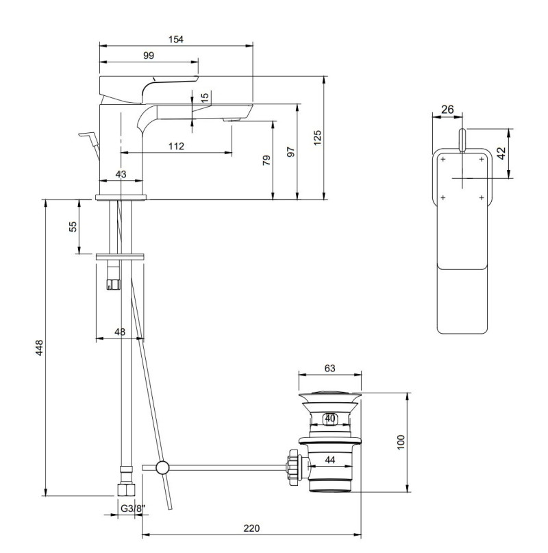 Villeroy&Boch Subway 3.0 bateria umywalkowa z korkiem automatycznym chrom połysk TVW11200100061