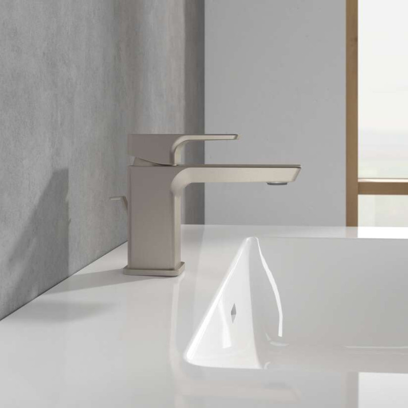 Villeroy&Boch Subway 3.0 bateria umywalkowa z korkiem automatycznym nikiel szczotkowany TVW11200100064