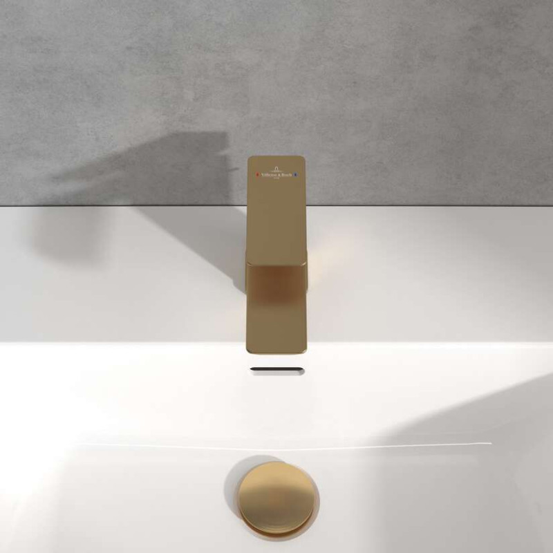 Villeroy&Boch Subway 3.0 bateria umywalkowa z korkiem automatycznym złoty szczotkowany TVW11200100076