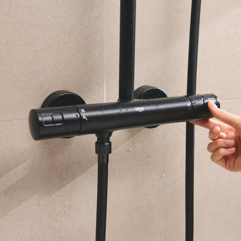 Grohe Tempesta 250 zestaw prysznicowy termostatyczny z deszczownicą czarny matowy 266702431