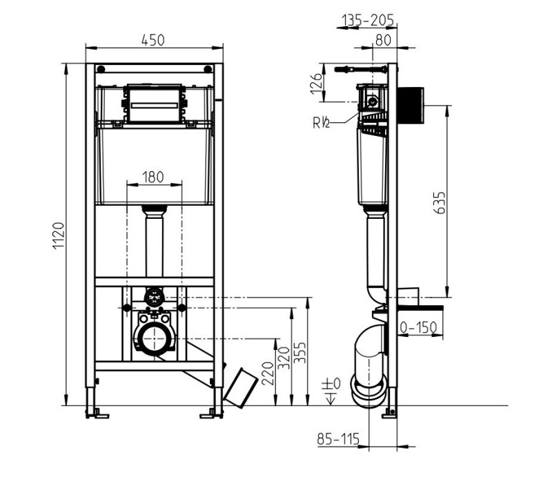 Villeroy&Boch ViConnect Pro S stelaż 45cm do WC 112cm 92099600