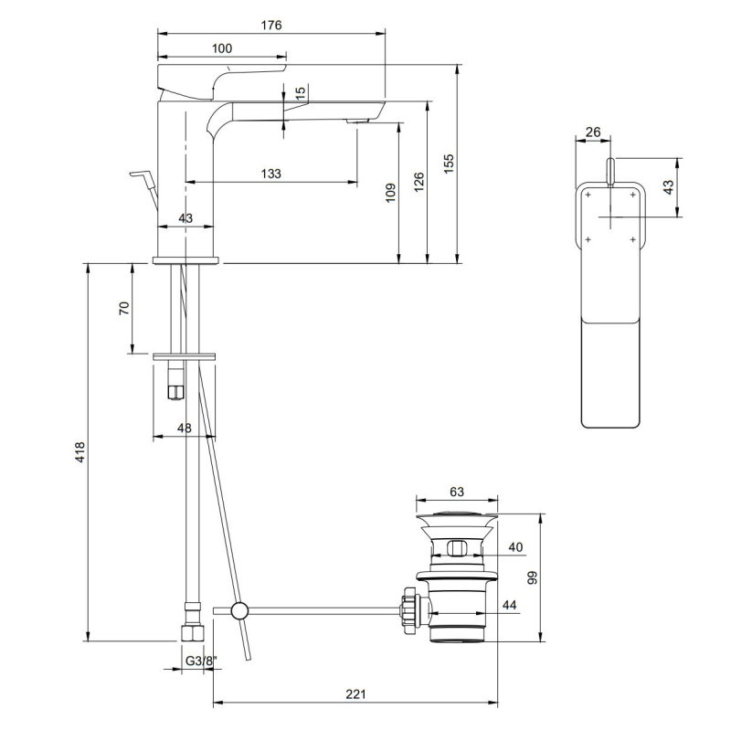 Villeroy&Boch Subway 3.0 bateria umywalkowa z korkiem automatycznym nikiel szczotkowany TVW11200200064