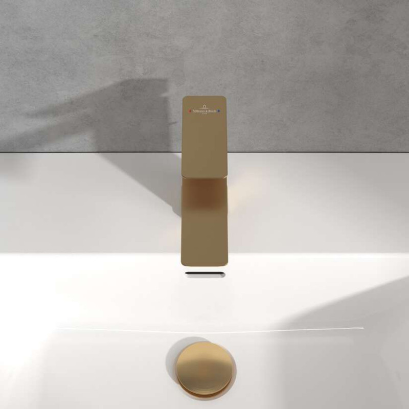 Villeroy&Boch Subway 3.0 bateria umywalkowa z korkiem automatycznym złoty szczotkowany TVW11200200076