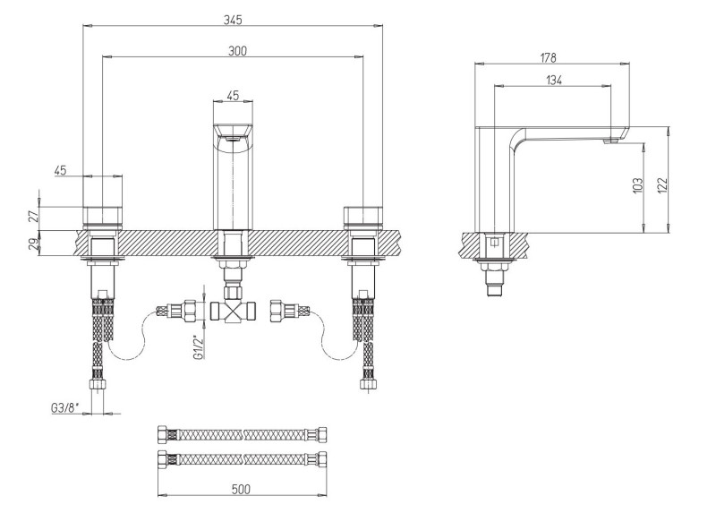Villeroy&Boch Subway 3.0 bateria umywalkowa trzyotworowa chrom połysk TVW11200500061