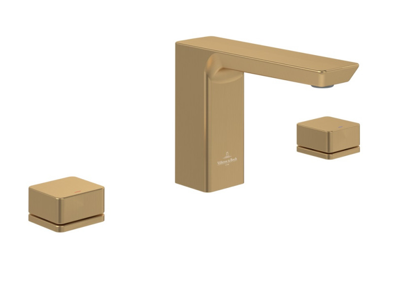 Villeroy&Boch Subway 3.0 bateria umywalkowa trzyotworowa złoty szczotkowany TVW11200500076
