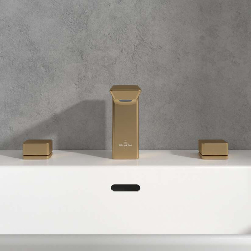 Villeroy&Boch Subway 3.0 bateria umywalkowa trzyotworowa złoty szczotkowany TVW11200500076