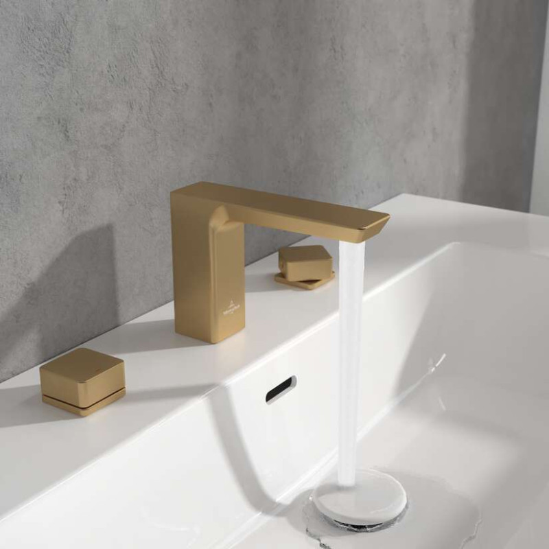 Villeroy&Boch Subway 3.0 bateria umywalkowa trzyotworowa złoty szczotkowany TVW11200500076