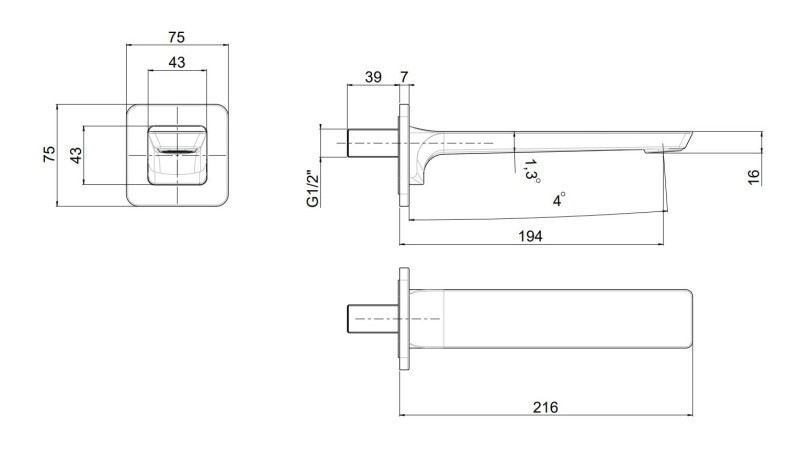 Villeroy&Boch Subway 3.0 wylewka wannowa czarny matowy TVT112001000K5