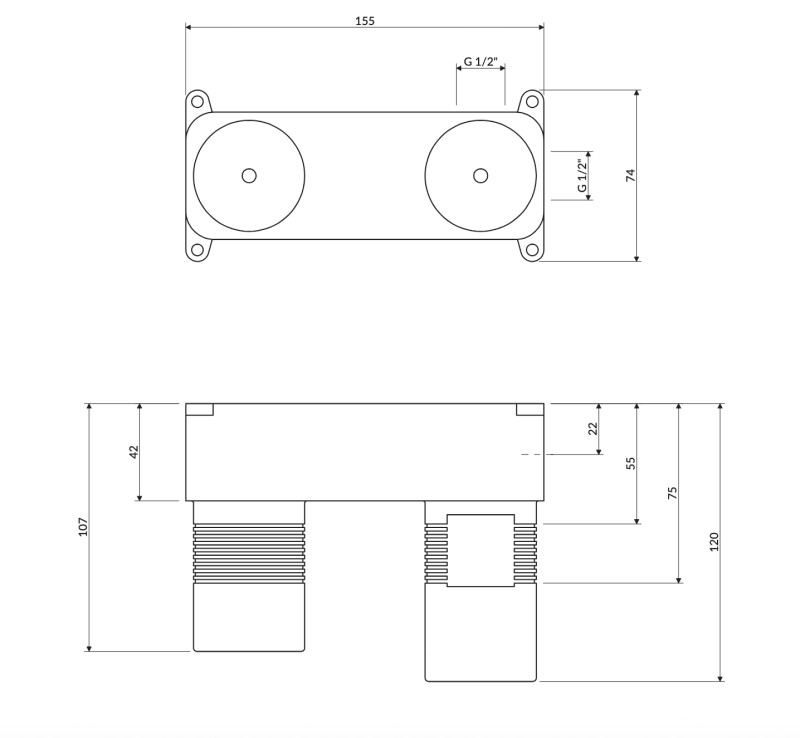 Omnires BOX element podtynkowy baterii umywalkowej BOX15HX