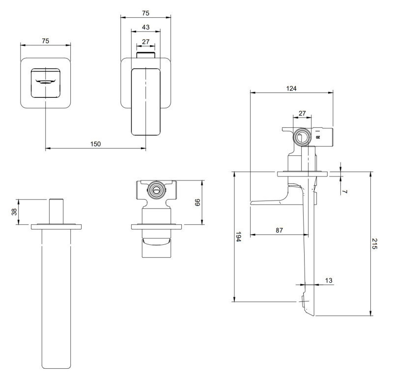 Villeroy&Boch Subway 3.0 bateria umywalkowa podtynkowa czarny matowy TVW112007000K5