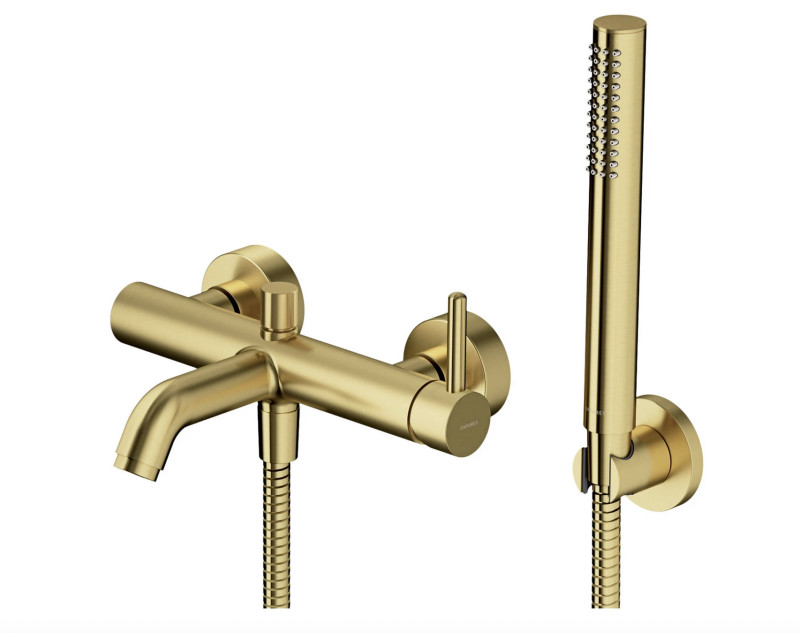 Omnires Y bateria wannowa ścienna z zestawem prysznicowym mosiądz szczotkowany Y1231BSB