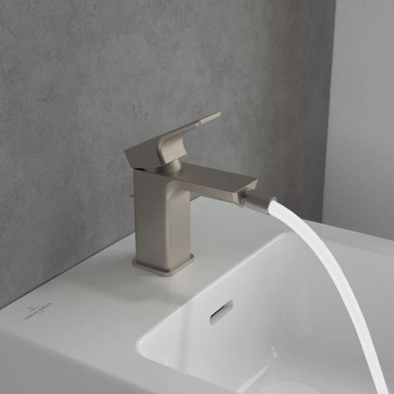 Villeroy&Boch Subway 3.0 bateria bidetowa z korkiem automatycznym nikiel szczotkowany TVB11200100064