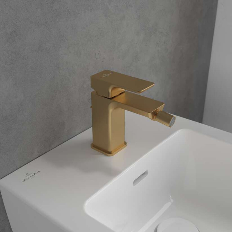 Villeroy&Boch Subway 3.0 bateria bidetowa z korkiem automatycznym złoty szczotkowany TVB11200100076
