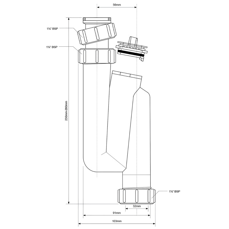 McAlpine syfon umywalkowy pionowy podłogowy PCV biały HC3