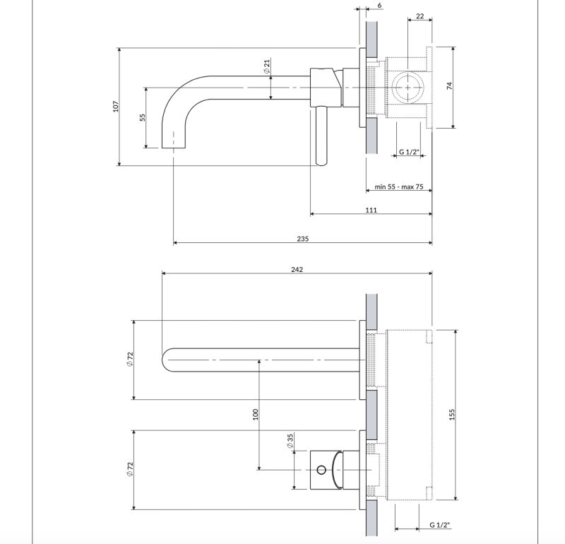 Omnires Y element natynkowy baterii umywalkowej podtynkowej miedź Y1215HROCP