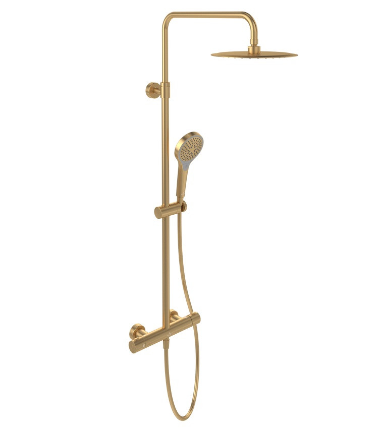 Villeroy&Boch Verve Showers termostatyczny zestaw prysznicowy z deszczownicą złoty szczotkowany TVS10900500076
